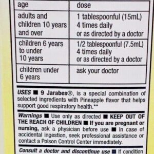 9 Jarabes Respiratory Support Germa With Pineapple Cough+Chest Congestion 4 oz