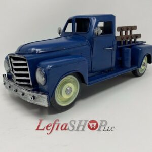 VINTAGE METAL BLUE PICKUP TRUCK FOR HOUSE ACCESORY 13.4 IN LENGTH,4.2 IN HEIGHT