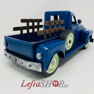 VINTAGE METAL BLUE PICKUP TRUCK FOR HOUSE ACCESORY 13.4 IN LENGTH,4.2 IN HEIGHT