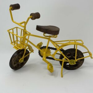 Yellow Antique Style Metal Bike House Accessory 10.7 IN Length and 7.9 IN Height