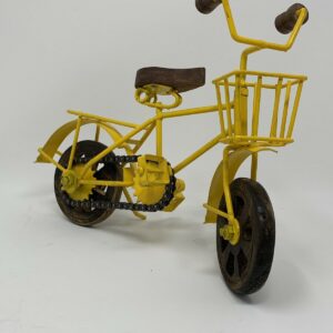 Yellow Antique Style Metal Bike House Accessory 10.7 IN Length and 7.9 IN Height