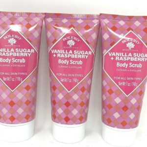 3 PK Bolero Vanilla Sugar & Raspberry Body Scrub Cleanse & Exfoliate All Skin