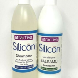 atractiva silicon shampoo libre de sal /conditioner super desenredante 18 oz